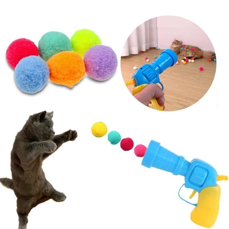 Katzenspielzeug Interaktives Starttraining Kreative Kätzchen Mini-Pompons Spiele Stretch Plüsch Ball Spielzeug Katzenbedarf H