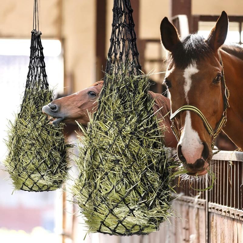 Geflochtenes Seil Slow Feed Hay Feeder 2 x 2 Zoll Löcher Große Kapazität Tragbare Hängende Heu Net Taschen für