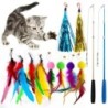 12Pcs / Set Excellent Cat Chasing Spielzeug Attraktiver Teaser mit 10 Ersatz Quastenfeder