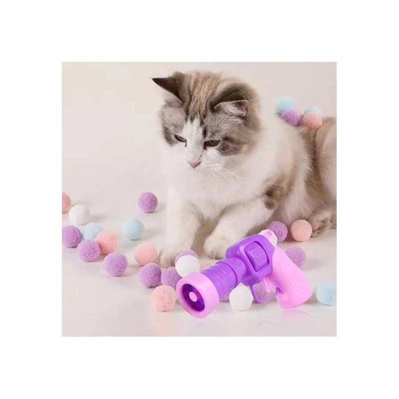 Kreative Candy Farbe Katze Spielzeug Ball Launcher Cartoon Form Katze Plüsch Ball Sender Katze Spielzeug Interaktives Werkzeu