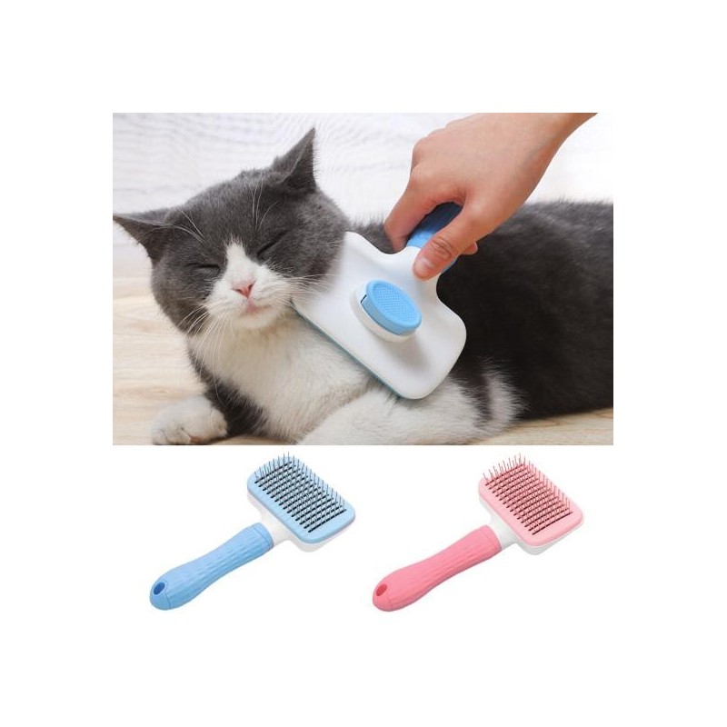 Pet Brush Ergonomics Handle Anti-Slip Mini Self Cleaning Dog Cat Brush Grooming