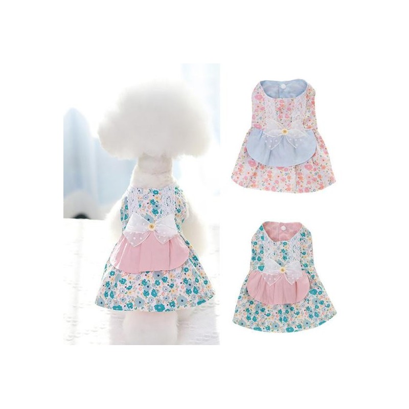 Pet Skirt Elastic Easy to Wear Bowknot Design Elegant Flower Lace Dog Skirt Photo