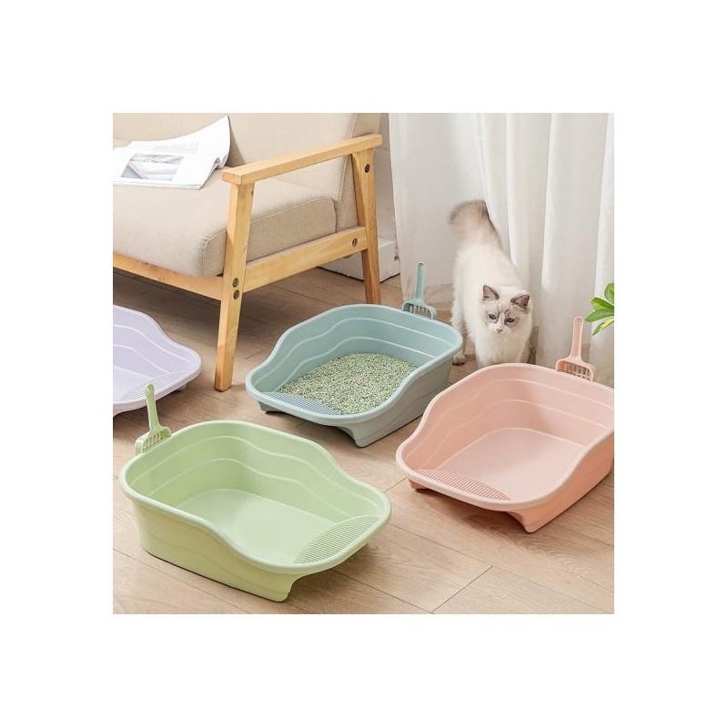 1 Set Katzentoilette mit Schaufel, erhöhtem Zaun, halbgeschlossen, für Hamster, Katzen, Hunde, Toilette, Heimtierbedarf