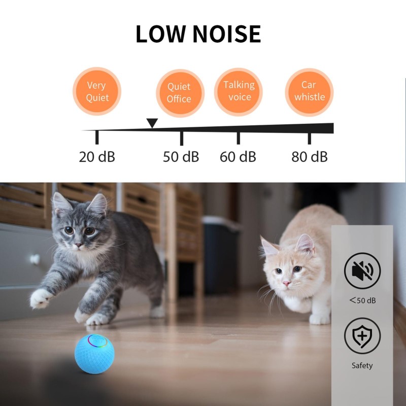 Spielzeugball für Katzen – ferngesteuertes Haustierspielzeug, LED-Blinken, Dual-Mode-Design, geräuscharm, Typ C