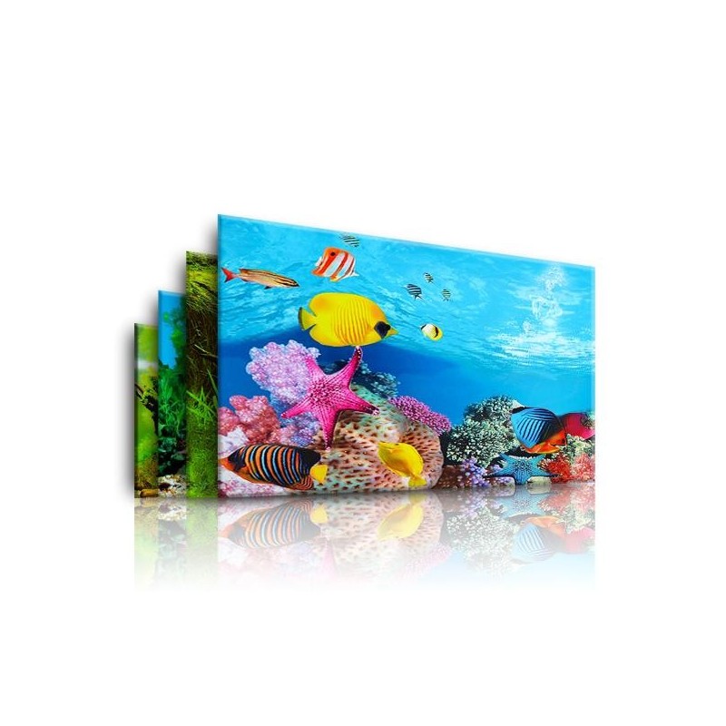 Aquarium Landschaft Aufkleber Poster Zufällige Farbe Aquarium 3D Hintergrund Malerei Aufkleber Doppelseitig Ozean Meer Pflanz