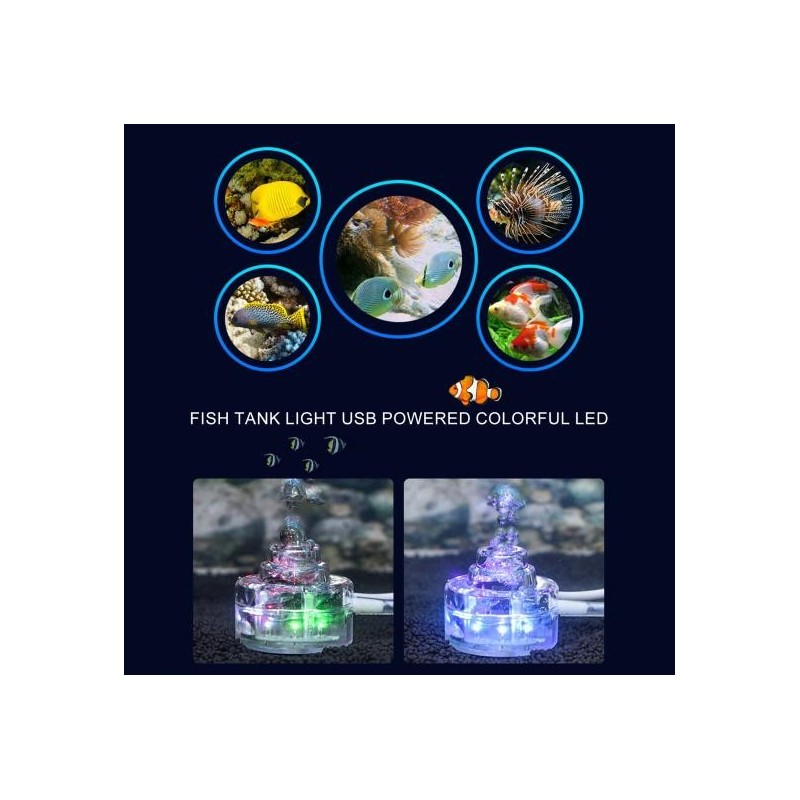 Aquarium-Licht, USB-betrieben, buntes LED-Aquarium-Licht, helle Farbwechsel-Aquarium-Lampe