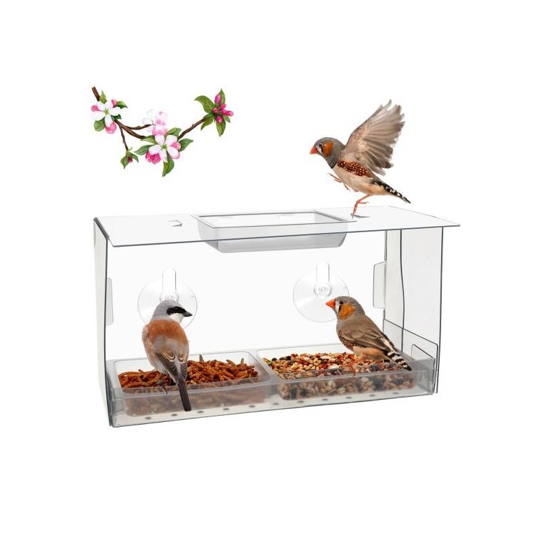 Vogelfutterstation, transparentes Fenster, Vogelfutterstation, großes Fassungsvermögen, faltbare Vogelfutterbox für drinnen u