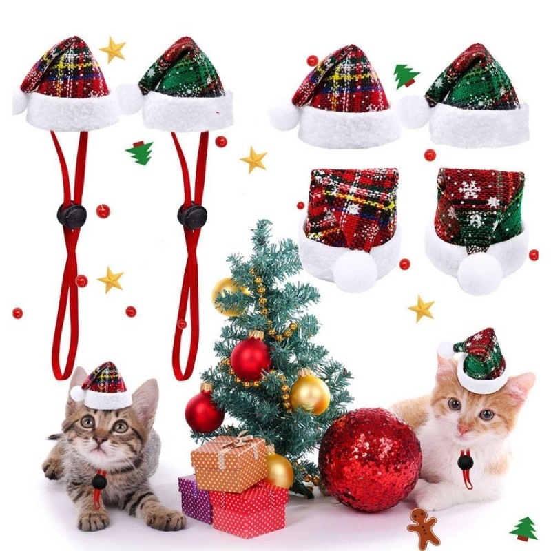 Dekorative Weihnachten Haustier Hut Tuch Katze Kopfbedeckungen Hut Weihnachten Katze Kostüm Weihnachten Katze Santa Hut Party