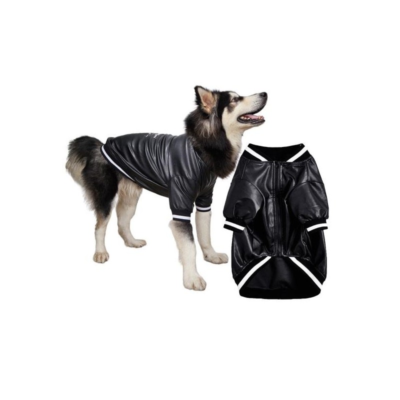 Haustier Jacke Reißverschluss Winddicht Mode Outwear Hund Faux Leder Jacke Mantel