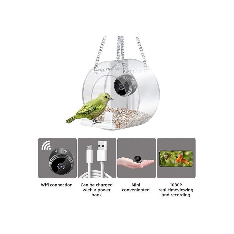 1 Set Leichtgewicht mit Kamera Energiesparende Vogel Feeder Super Klar Smart Outdoor Liefert