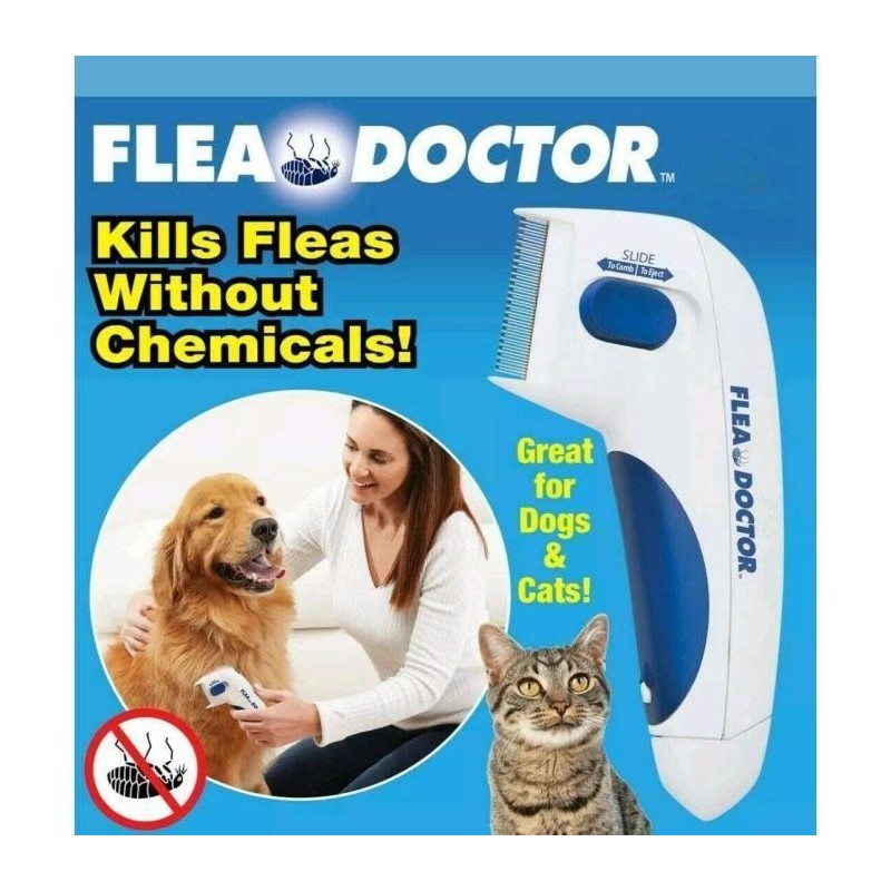 Flea Doctor,peigne électrique à brosse, élimination des poux de tête Nettoyage Outil de capture pour animaux de compagnie Chi