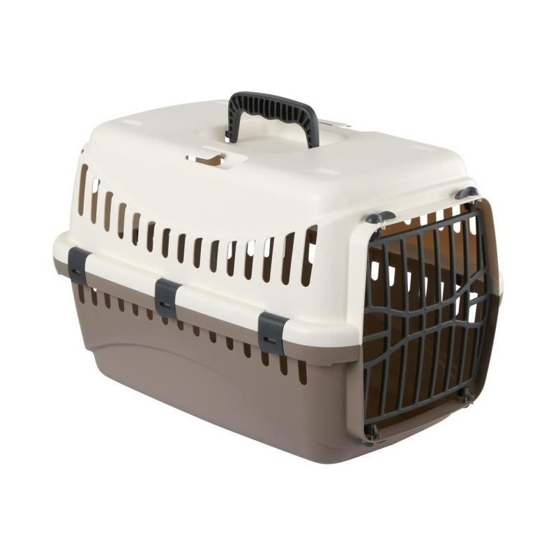 KERBL Expedition Hundetransportbox – 48 x 32 x 32 cm – Creme und Taupe