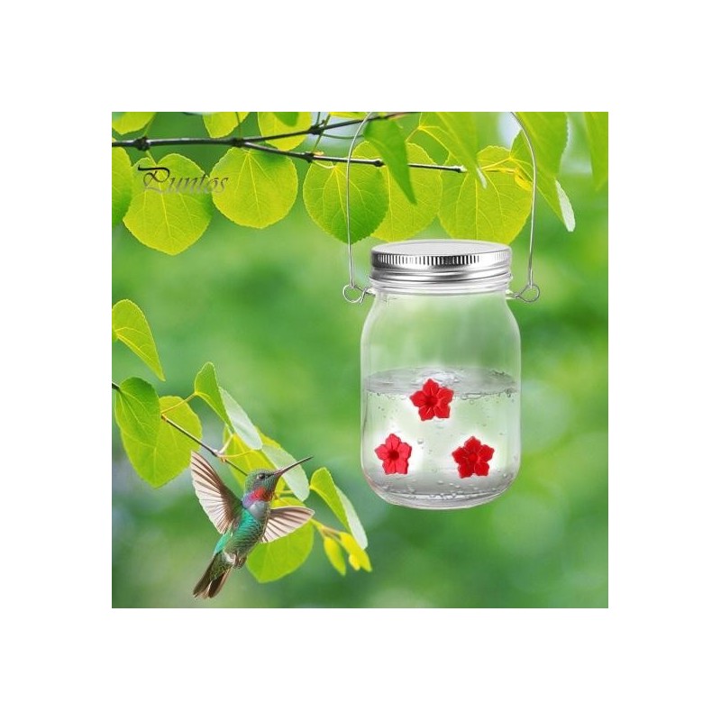 Kolibri-Futterspender aus Einmachglas, auslaufsicher, transparent, große Kapazität, künstliche Blumendekoration, lockt Vögel