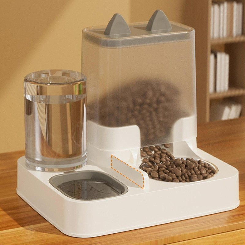 Automatic Cat Feeder Non Slip 1L Water Dispenser Large Food Convenient with 2.2L Pet