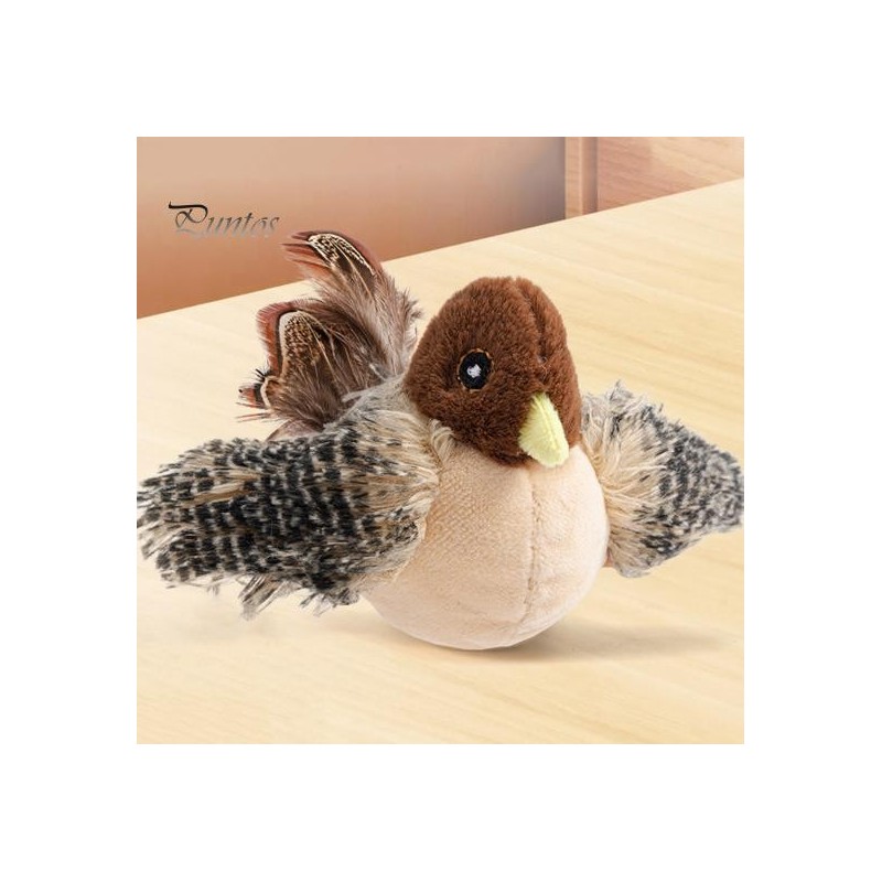 Chirping Bird Cat Toy Interactive Plush Sparrow Hedgehog Capybara Toy Simulation Animals Touch Activated Pet Toy for Indoor C