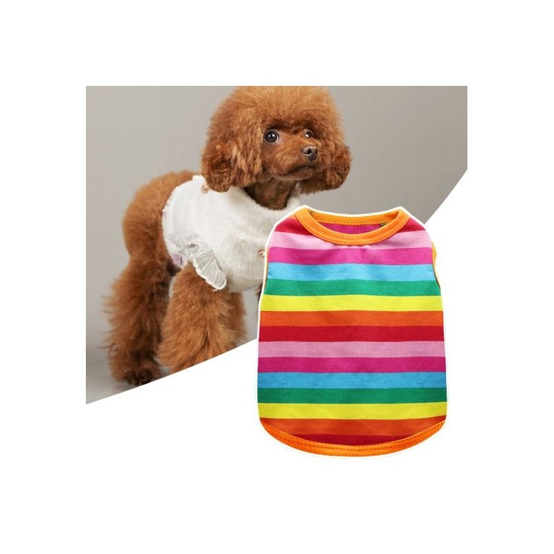 Haustier Weste Regenbogen Streifen Blickfang Mode Hunde Kostüm Welpen Shirt Kleidung