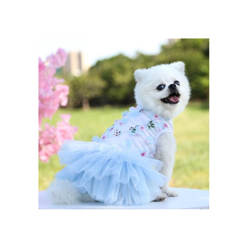 Hundekleid mit Blumenmuster, bequeme Outfits, Sommer, süße Welpenkleidung, Haustier-Spitzenrock