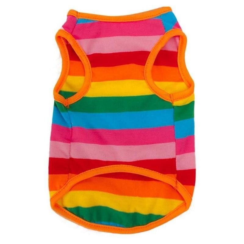 Regenbogen-Sommerstreifen-Hunde-Tanktop-Haustier-Kleidung