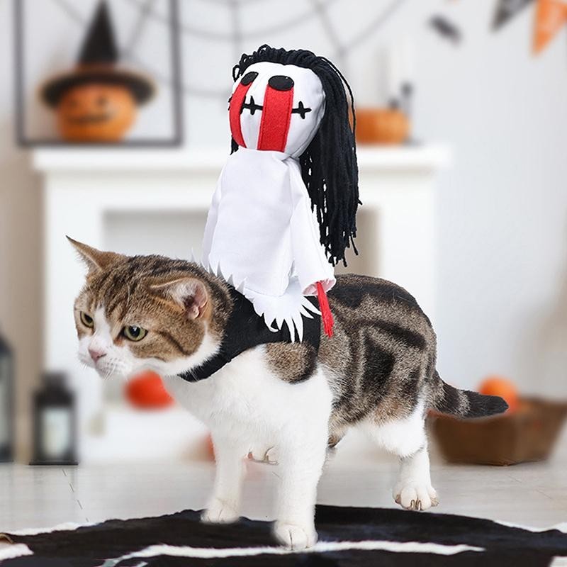 Halloween Funny Dog Cat Costume Horse Riding Costume Puppy Clothes Funny Coat Halloween Cosplay Pet Cat Puppy Accessories