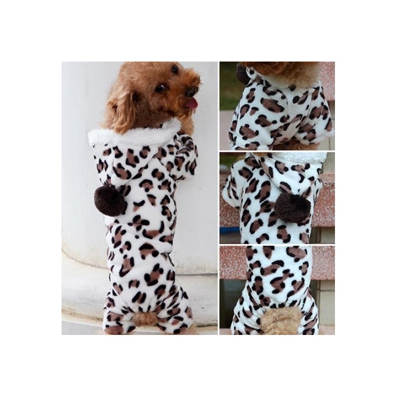 Leopard Warme Winter Haustier Hund Welpen Kleidung Hoodie Overall Pyjamas Outwear