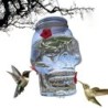 Skull Bird Feeder Outdoor Hanging Jar Hummingbird Feeder with 3 Flower Ports Halloween