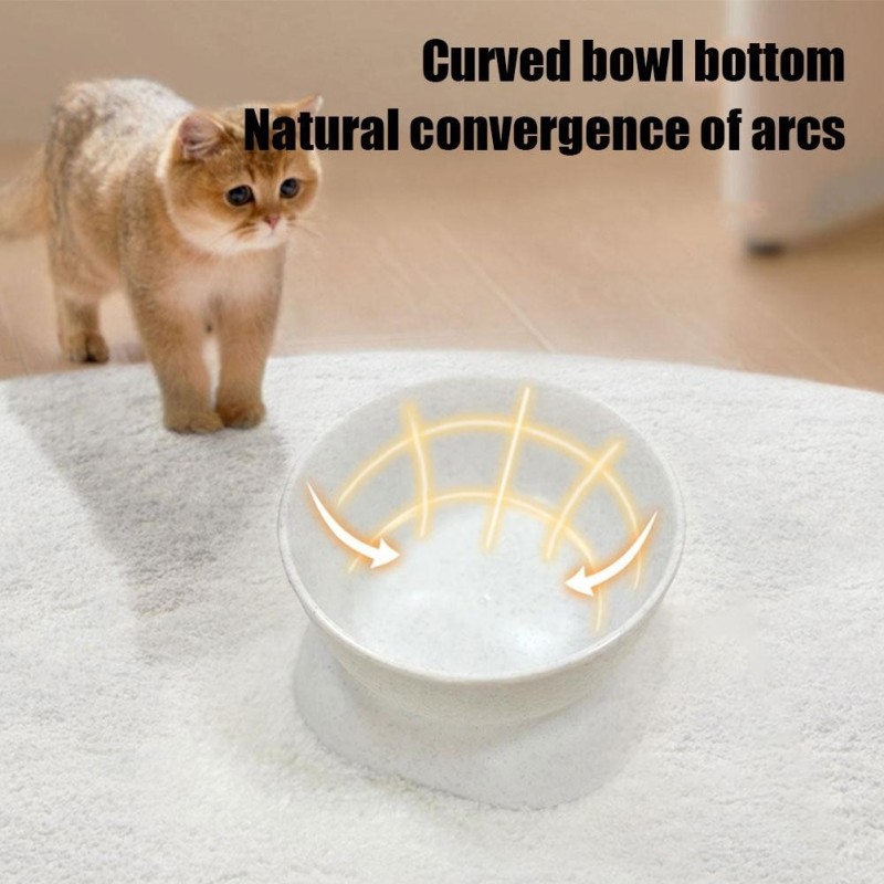 Wide-mouth Elevated High Footed Plastic Cat Bowl Classic Pet Anti Bowl Dog Food Protection Cat P0U3