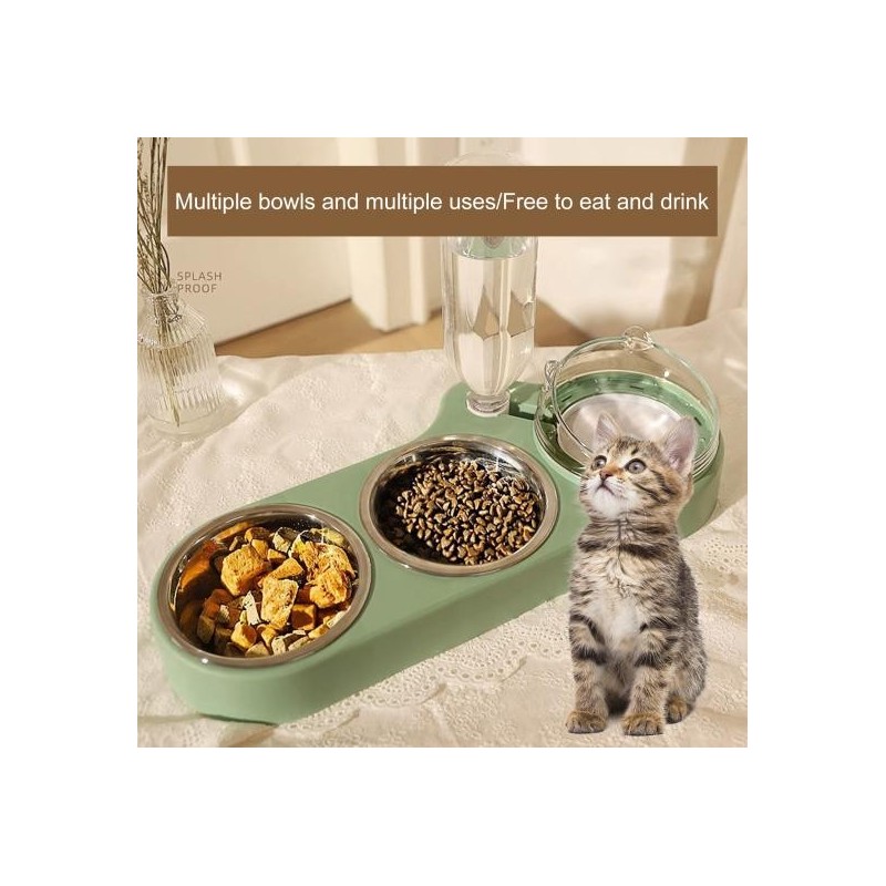 Yousheng High-Capacity Pet Feeder Bowl Set with Beveled Mouth Automatic Drinking Water Splash-Proof Multi-Functional Cat Dog