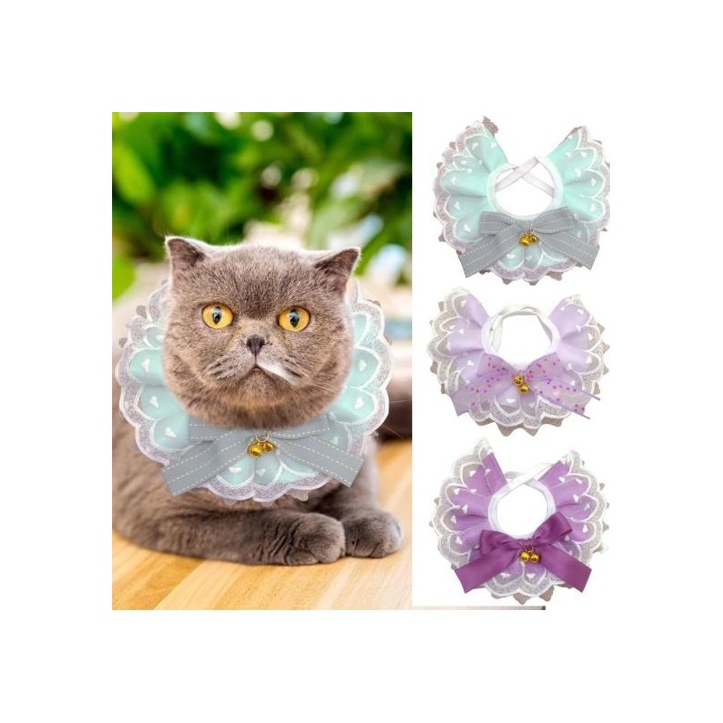 Puppy Collar Bow-tie Design Comfortable Wear Lovely Cat Dog Lace Collar Scarf Cat Supplies