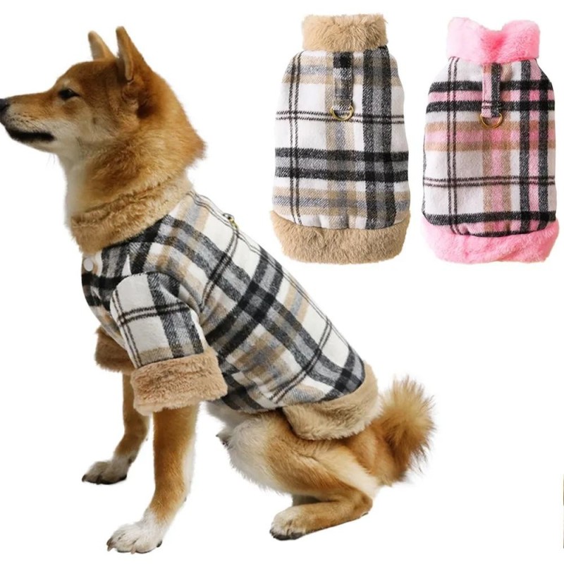 Hundekleidung Gitter Warmer Mantel Welpe Karierte Jacke Herbst Winter Haustierkleidung Katzenkostüm Für Hunde Jacke Ropa Perr