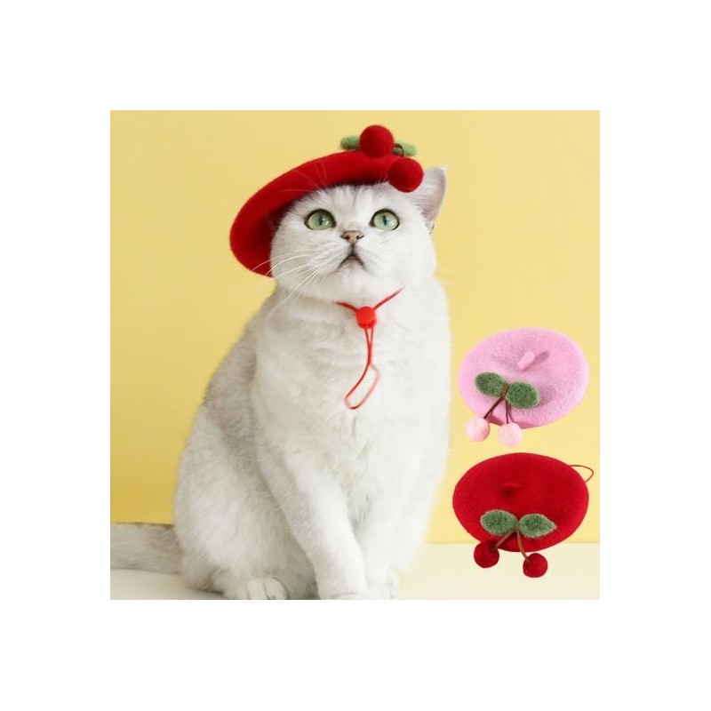 Bright Color Cat Beret Soft Touch Attractive Pet Hat Painter Wool