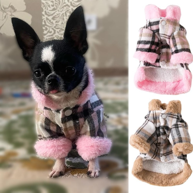 Haustier-Kleidung, warmer Mantel für Welpen, karierte Jacke, Winter-Hundekleidung, Jacke, Katzenkostüm für Hunde, Chihuahua,