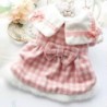 Haustier Kleid Große Saum Plaid Print Bib Bow-knot Dick Halten Warm Prinzessin