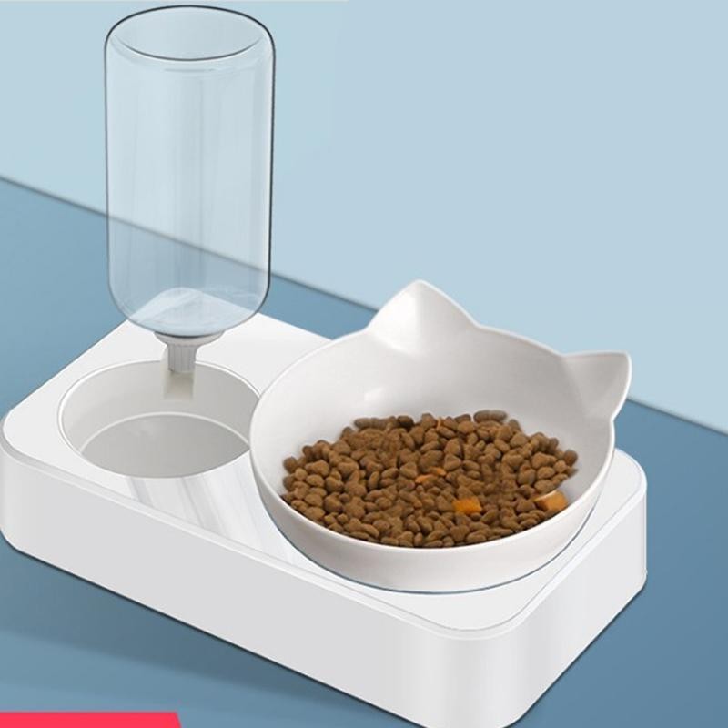 Pet Automatic Feeder Dog Cat Food Bowl With Water Dispenser Double Drinking Bowl