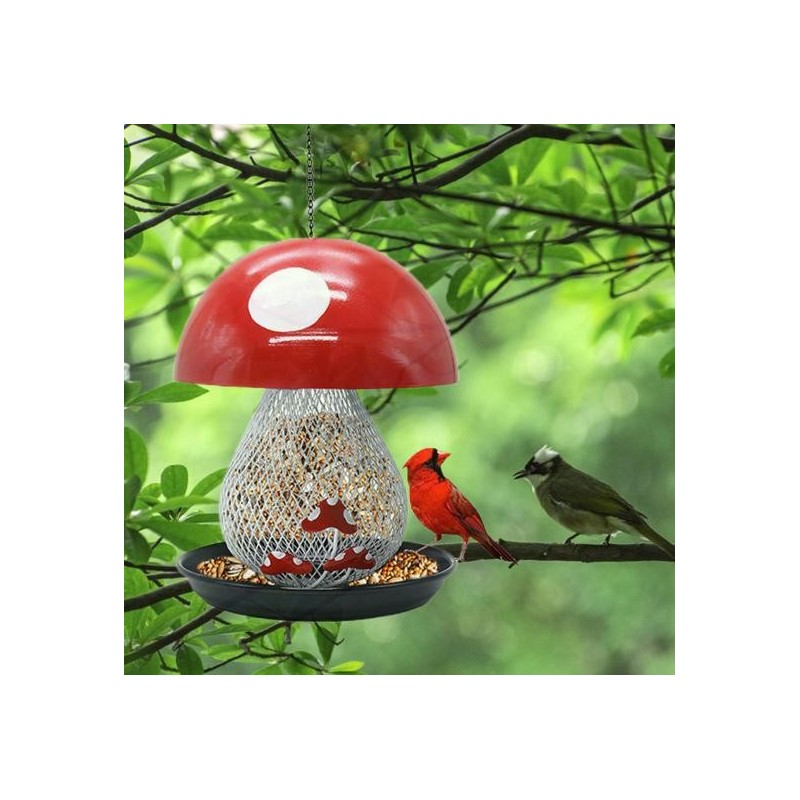 Outdoor Hanging Bird Feeder Large Capacity Weather-Resistant Easy to Fill Squirrel Proof Mushroom Shaped Hummingbird Food Fee