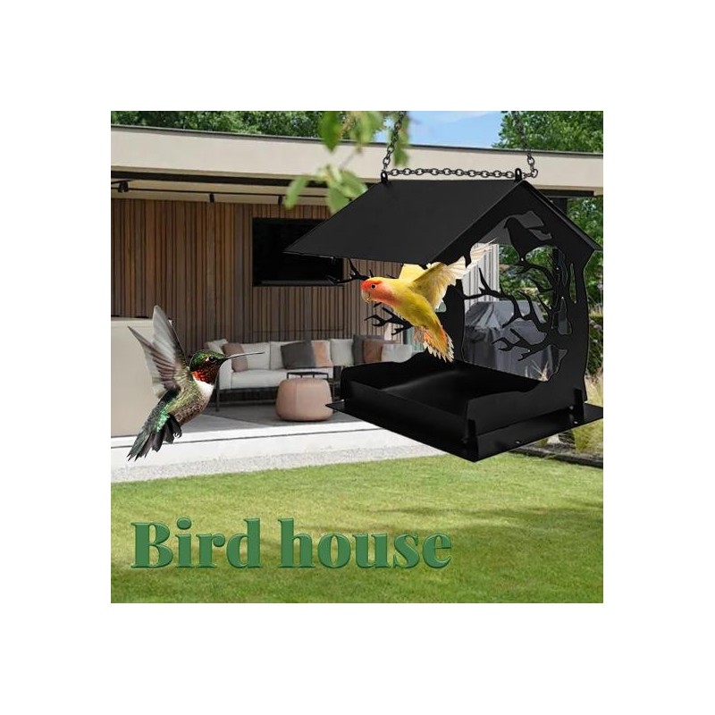 Metal Gazebo Bird Feeder Rust-proof Bird Outside Feeder House Hanging Squirrel-proof Wild Bird Feeder