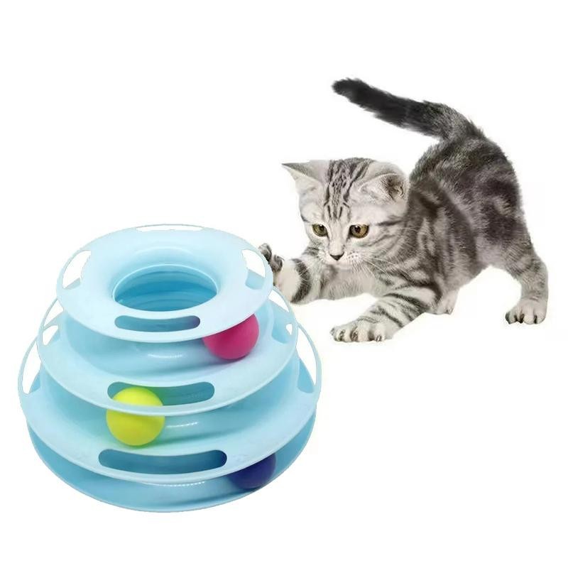 4 Levels Cat Toy Tower Turntable Roller Balls Toys Interactive Intelligence Training Track Puzzle Funny Games Accessories