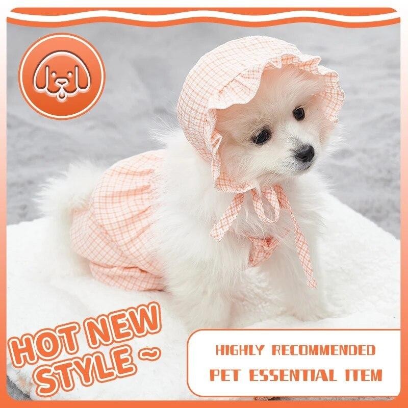 Hundekleidungsset, orangefarbener Haustier-Overall mit Mütze, modisches Outfit für Welpen, Sommer-Outdoor-Kleidung, Haustier,