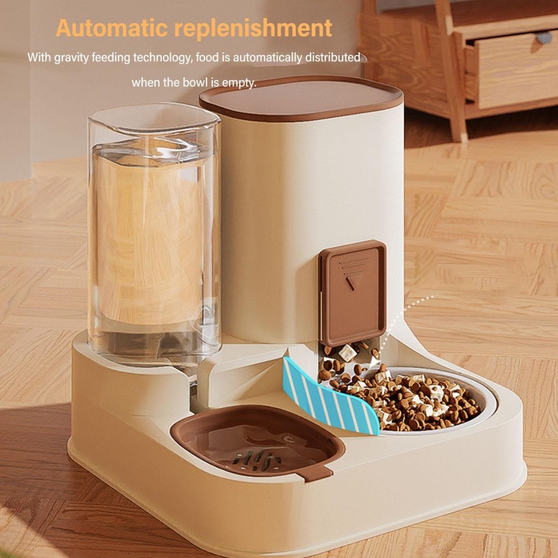 2 in 1 Automatic Pet Waterer Large Capacity Cat Feeder and Water Dispenser Detachable Pet Food Water Dispenser for Home