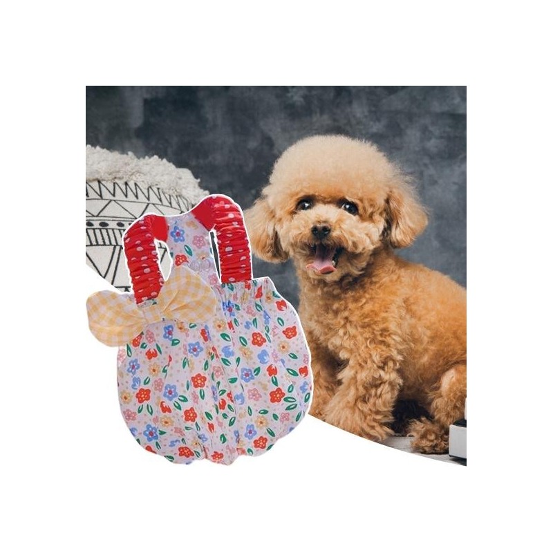 Pet Dress Floral Printing Sling Bow Tie Headwear Pet Vest Puppy Sleeveless