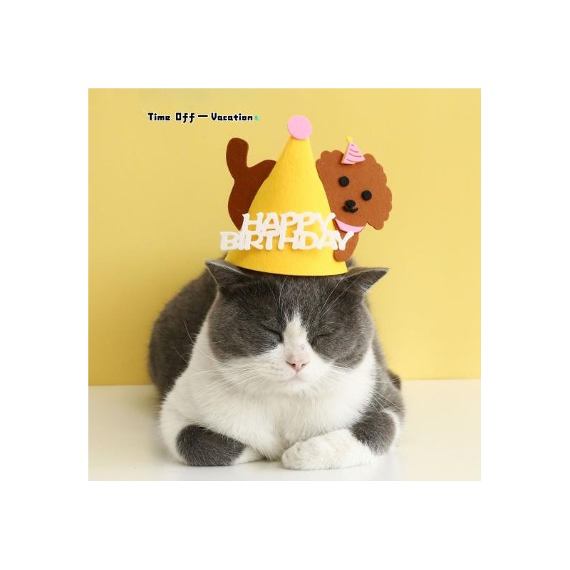 Cat Birthday Cap Attractive Lightweight Pet Cartoon Felt Three-dimensional Birthday Hat for Party