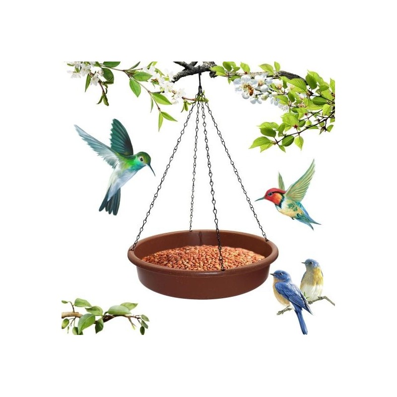 Outdoor Hanging Birdbath Bird Feeder Large Capacity Weather-Resistant Easy to Install Metal Bird Bath Bowl with