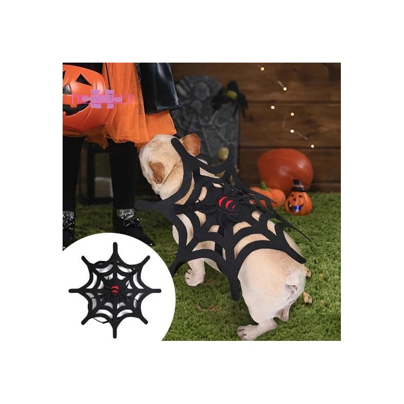 Halloween-Spinnennetz-Haustierkostüm, auffälliges, verstellbares Verschlussband, Hunde- und Katzenkostüm, Heimtierbedarf