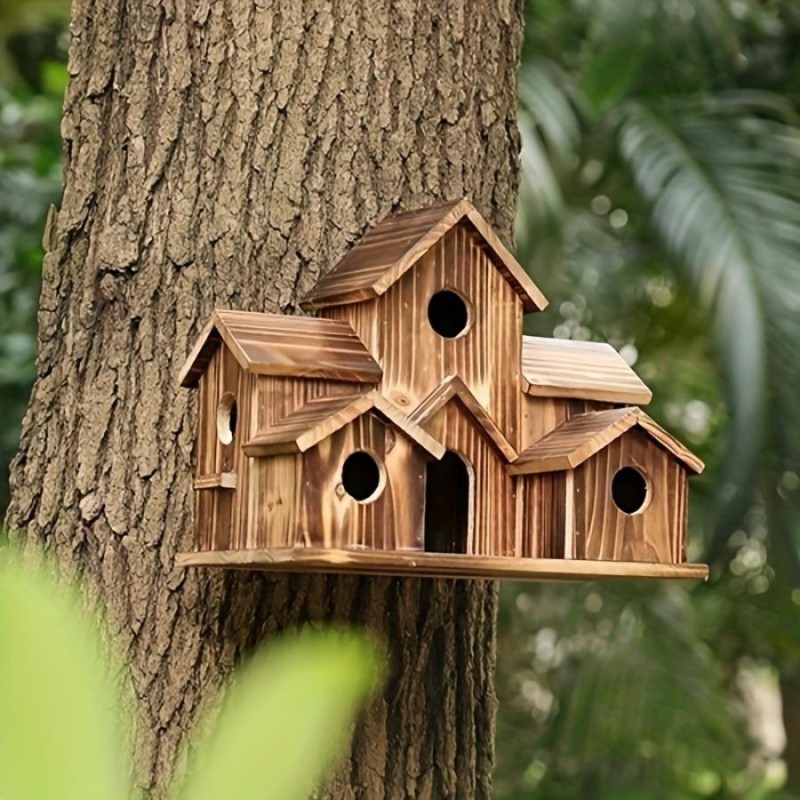 Kreatives Vogelhäuschen aus Holz, handgefertigt, Kolibri-Haus, wasserdicht, zum Aufhängen, Vogelhäuschen, Kolibri-Nest, Dekor