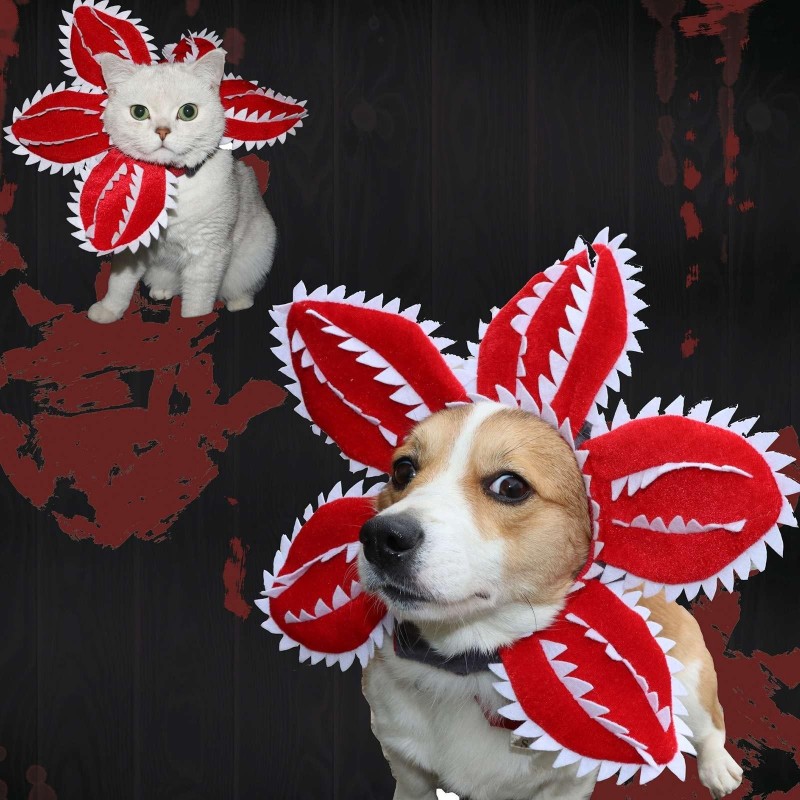 Small Cat And Dog Funny Man Eating Flower Headgear Pet Funny Headwear Elizabeth Neck Collar