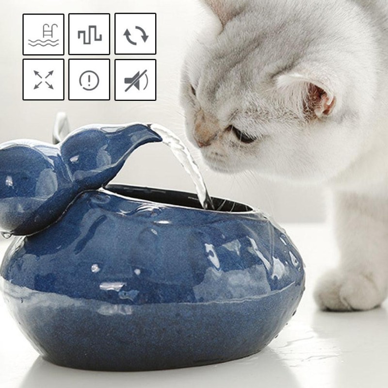 Katzen Hunde Keramik Automatischer Trinkbrunnen Elektrischer Wasserspender Blau