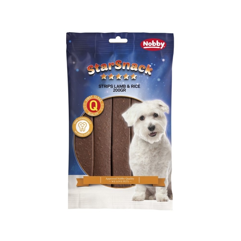 Leckerlis für Hunde Nobby Pet StarSnack Strips Lamb / Rice 200 g