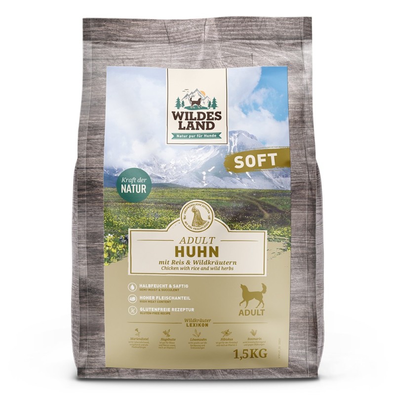 Wildes Land | Huhn mit Reis und Wildkräutern | Soft Adult | 1,5 kg