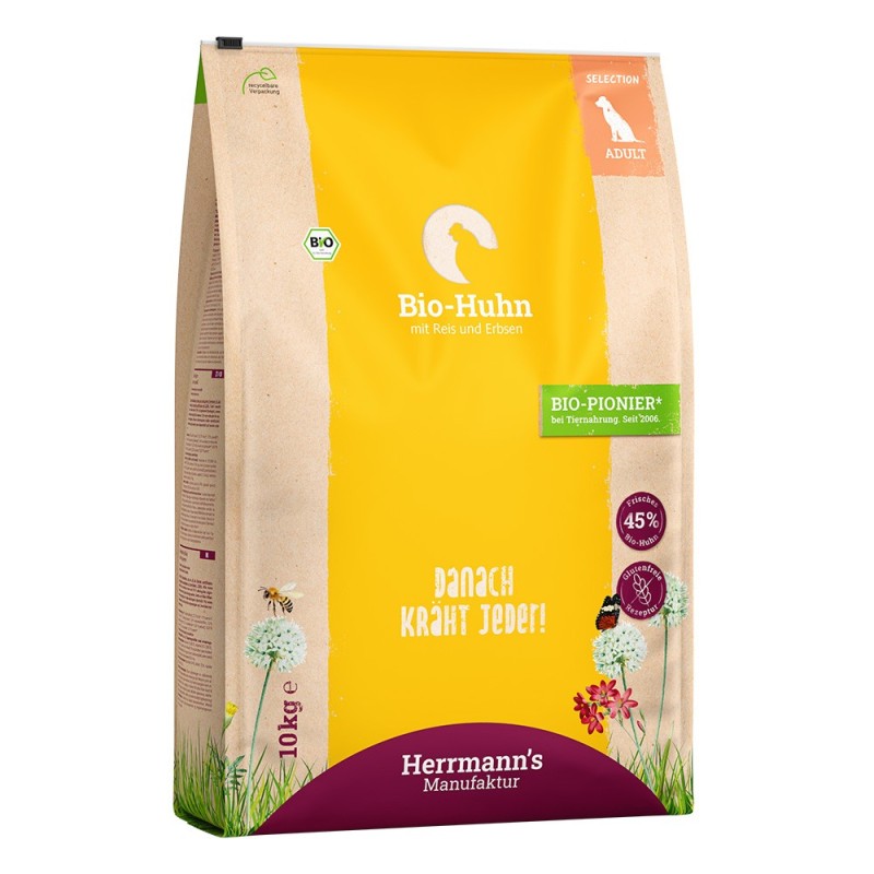 Herrmann's | Bio-Huhn mit Reis / Erbsen | Selection Adult | 10 kg