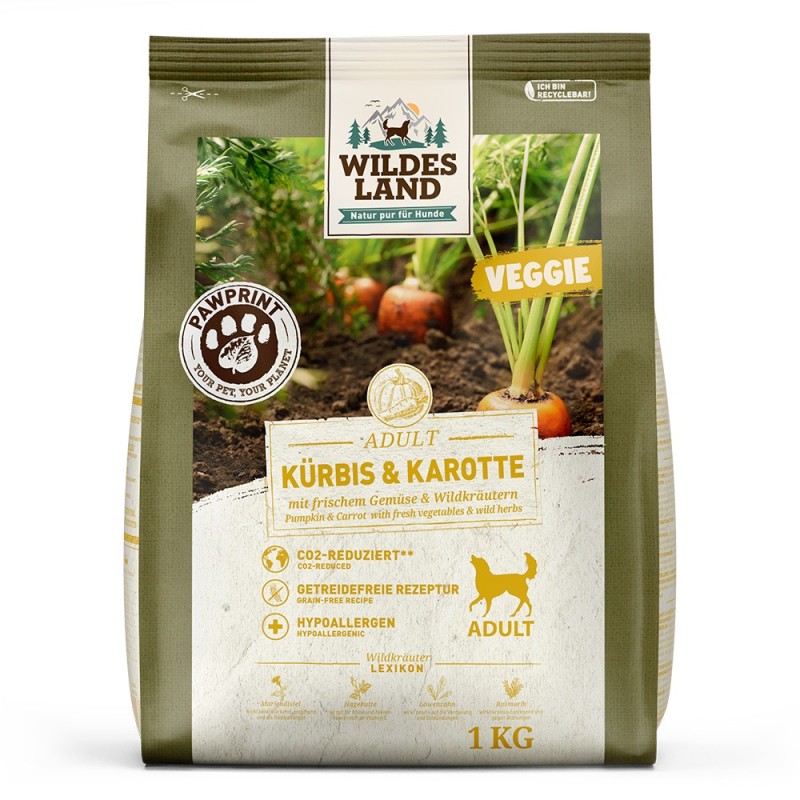 Wildes Land | Kürbis / Karotte | PawPrint Veggie Adult | 1 kg