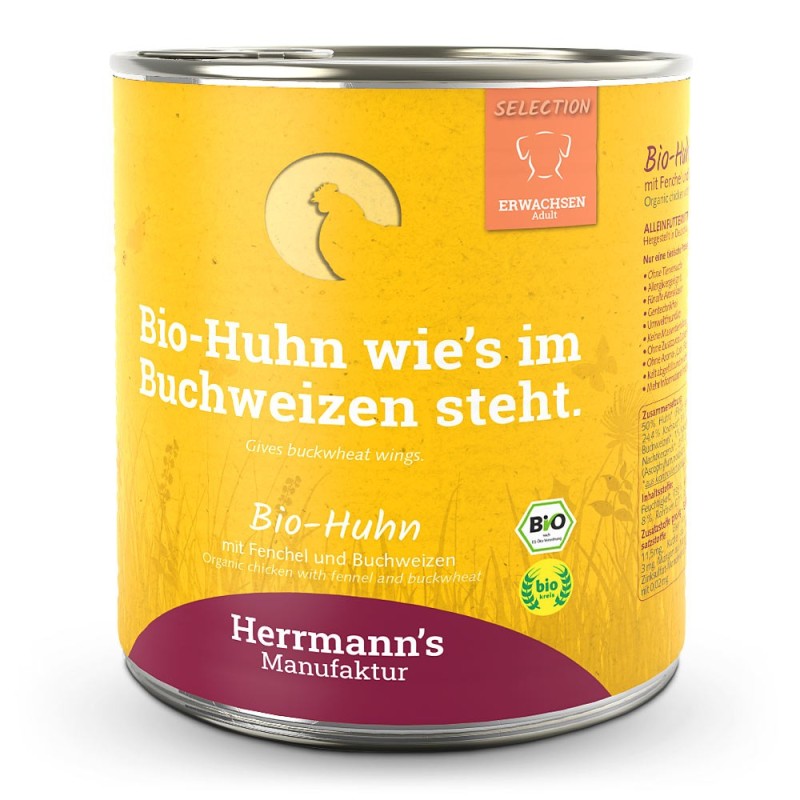 Herrmann's | Bio Huhn mit Fenchel / Buchweizen | Selection Adult | 12 x 800 g